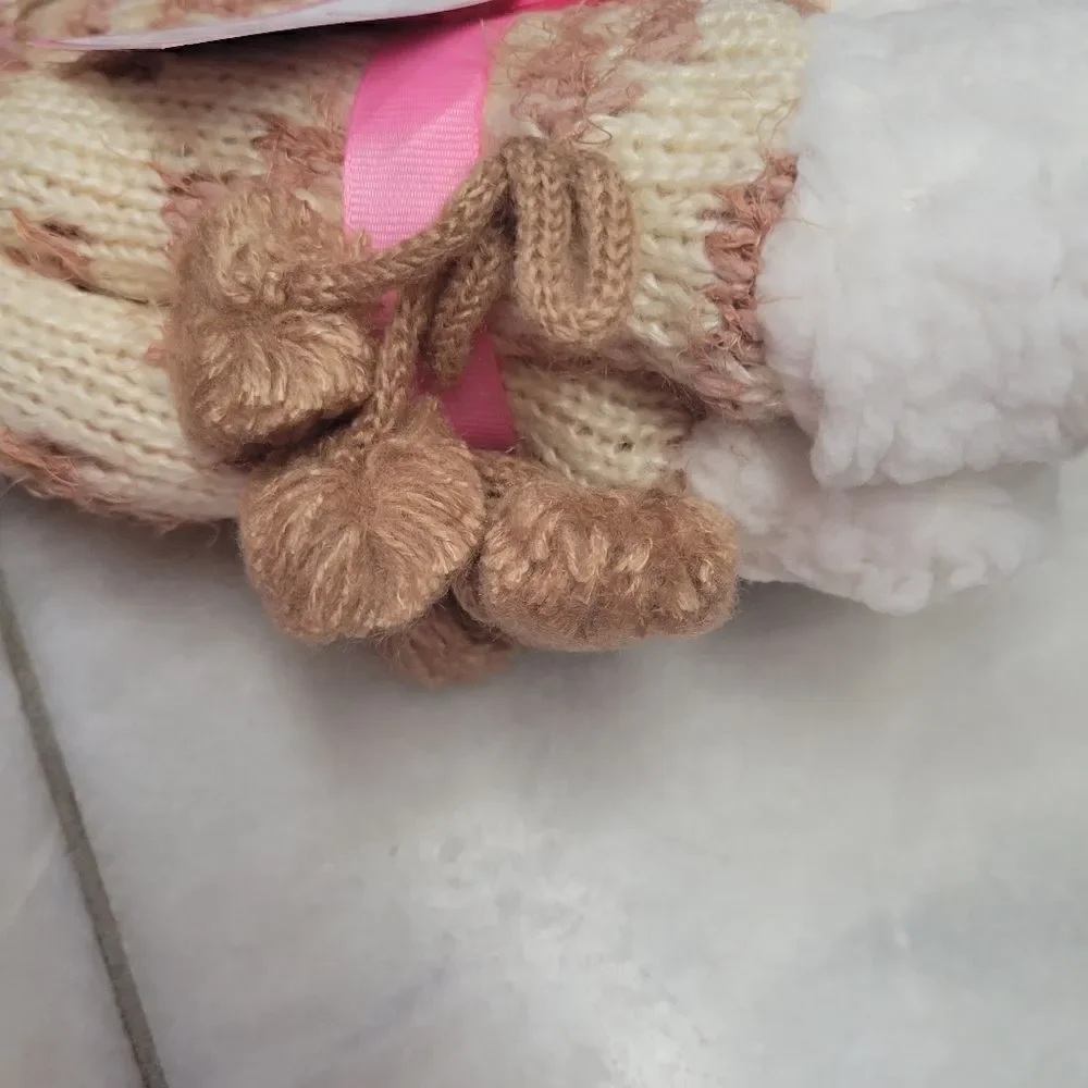 Simply Southern Soft & Cozy Camper Socks Sherpa Cuffs Lining Leopard Cream Brown